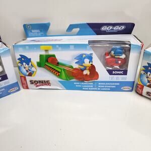 Sonic the Hedgehog Go-Go Racers Mini Launchers Set of 3 Sonic Amy & Tails NEW